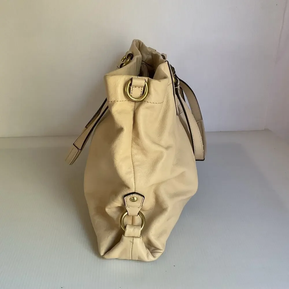Coach Ashley F19243 Y2K Vintage Leather Satchel Shoulder Bag Ivory Cream Gold